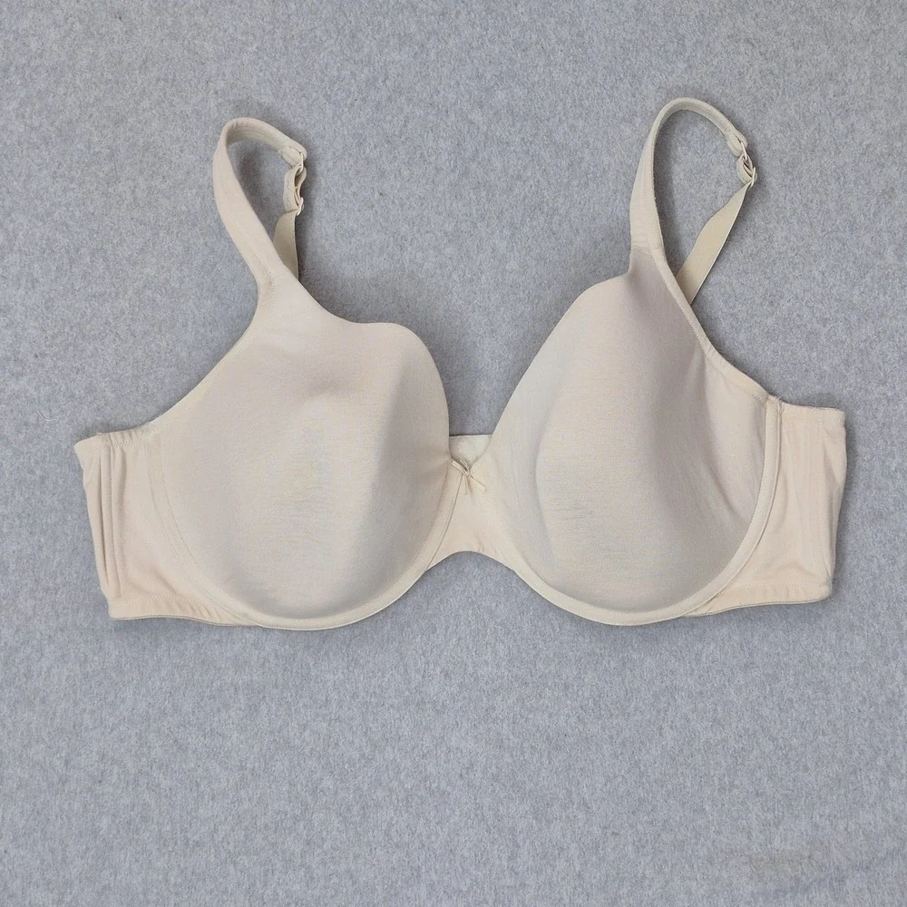 Cacique Women Bra 46DD Beige T Shirt Underwired Knit Strap Adjustable